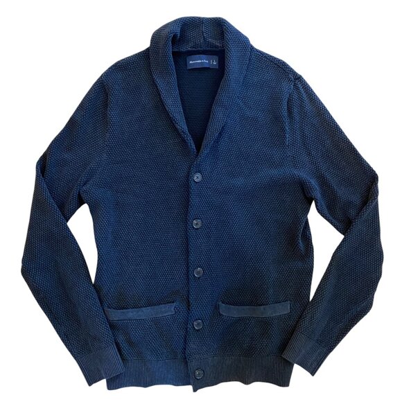 Abercrombie & Fitch Men Shawl Collar Cardigan Gray Kurt Cobain Grandpa Preppy-L
